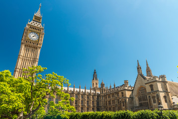 London, UK. Houses of Parliament on a beautiful summer day