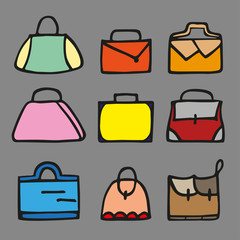 Colorful handbags icon set