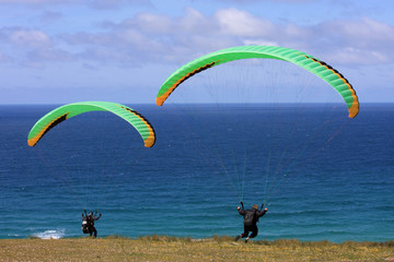 paragliders at Perranporth