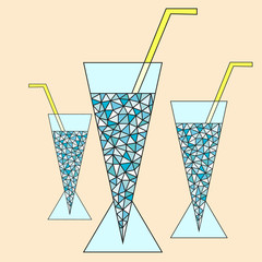 Summer refreshing drink, low poly style