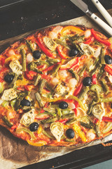 Vegetables pizza top view