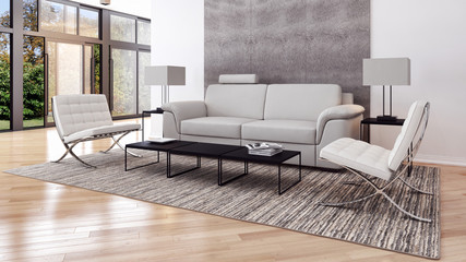 Soggiorno con tappeto e divano