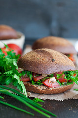 Italian tomato bruschetta with chopped vegetables, herbs and oil