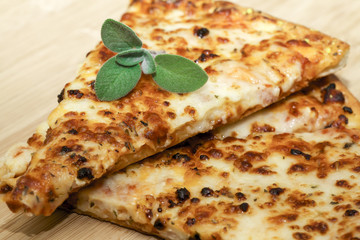 Slices of cheese pizza.