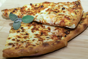 Slices of cheese pizza.