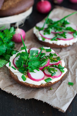 Italian tomato bruschetta with chopped vegetables, herbs and oil