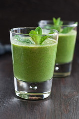 fresh homemade smoothie with spinach and bananas