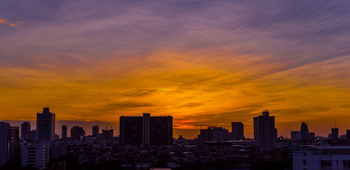 Sunset view of Bangkok city