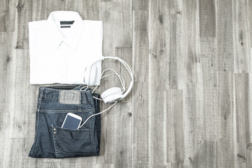 Informal outfit with cellphone