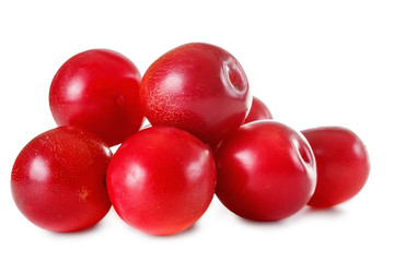 Sweet red plum group isolated on white background cutout