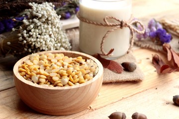 Soy milk with soya beans