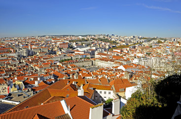 Fototapeta na wymiar Looking out over the city of Lisbon from the Castle of St. George
