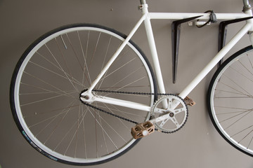 close up image of white vintage city bicycle