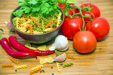 italian pasta and ingredients