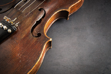 Violin music instrument of orchestra closeup