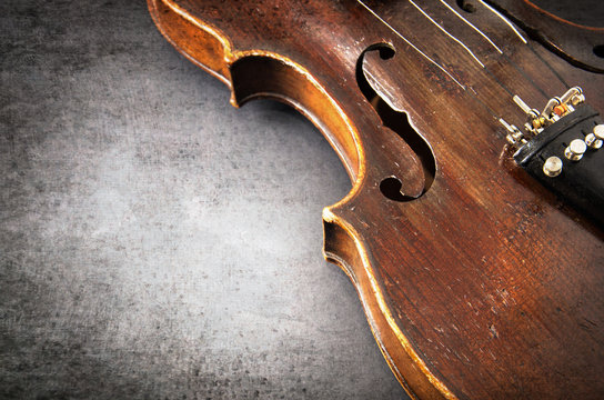 Violin music instrument of orchestra closeup