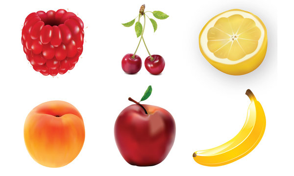 fruits set icon vector high quality