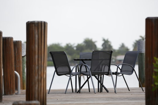 Chairs on a boat dock