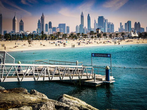 Jumeirah Beach and skyline of Dubai