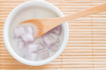 Bua Loi , Thai dessert with taro flour and coconut milk
