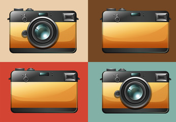 Retro camera set on backgrounds