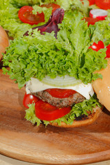 Hamburger, Fast food, Burger, Hacksteak, Salat, Tomaten, Käse, G