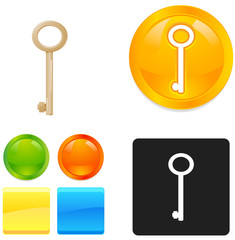 Antique key vector button icons
