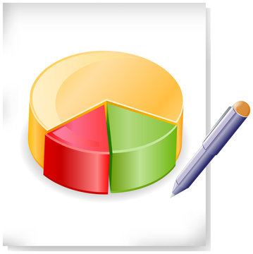 Pie chart on paper with pen vector image