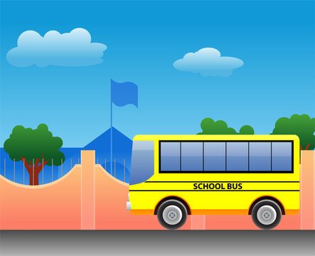 School bus at the school vector image