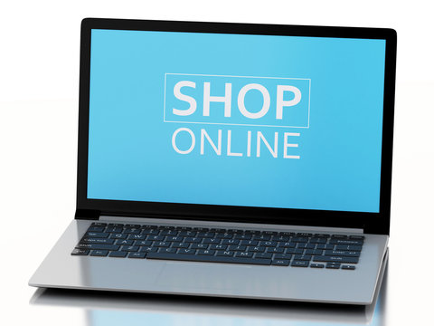 3d Laptop. e-commerce  concept