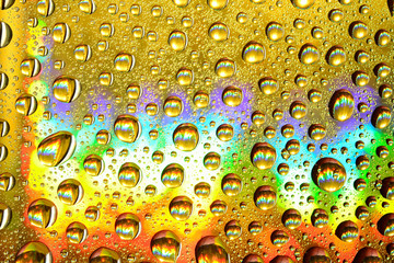 Water drops on multicolor background