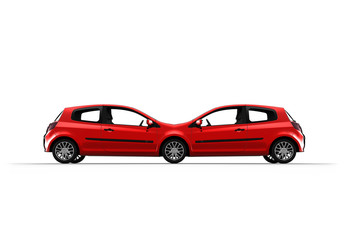 Fototapeta na wymiar 3D red double Hatchback Car 3d render