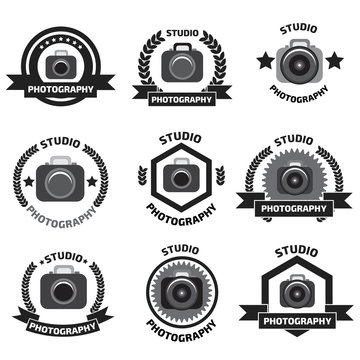 Foto studio logo set. Foto studio emblem. Photo studio logo set.