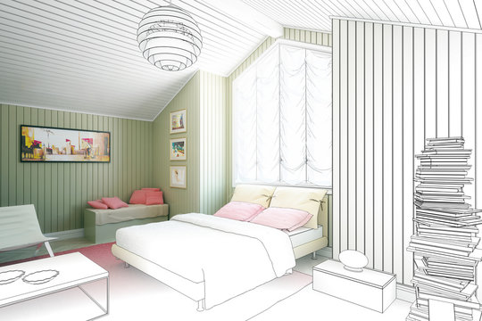 Schlafzimmer-Einrichtung (Zeichnung)