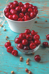 Cherry Bowl on Rustic Table