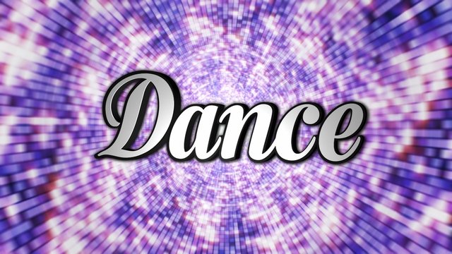 DANCE Text and Disco Dance Background, Loop, with Alpha Channel, 4k