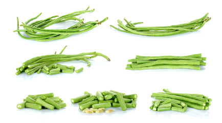 Collection Long bean isolated on the white background