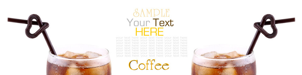 iced coffee with straws love on white background