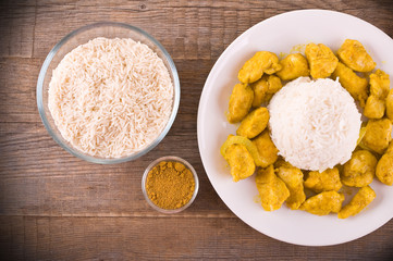 Chicken curry with rice Caribbean.