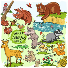 Wild animals, hand drawn collection, part 2. 