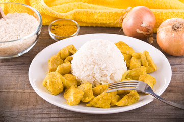 Chicken curry with rice Caribbean.