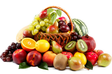 Set of different fresh fruits.