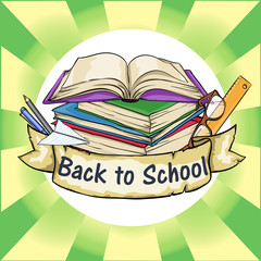 Back to School label with ribbon banner.