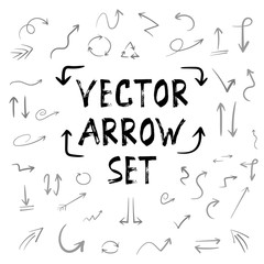 Handdrown Vector Handmade Arrow Huge Isolated Set. Watercolor In