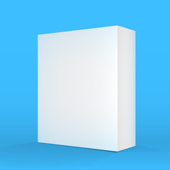 Realistic Vector Blank Blue White Packaging Box Template for cel