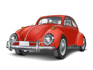 Obraz na płótnie Canvas veteran classic small red car