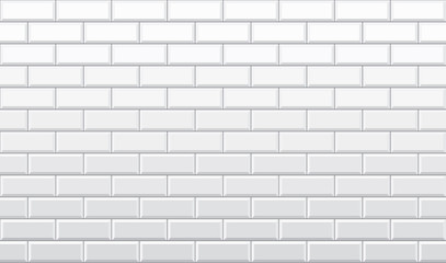 Seamless white brick wall pattern, vector wallpaper