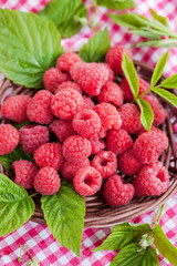  Ripe raspberry with leaf