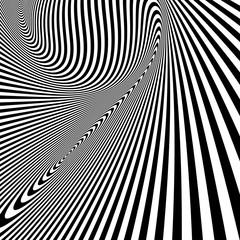 Pattern with optical illusion. Black and white background.