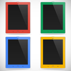 set of realistic detailed colored tablets with touch screen isolated. stock vector illustration eps10  